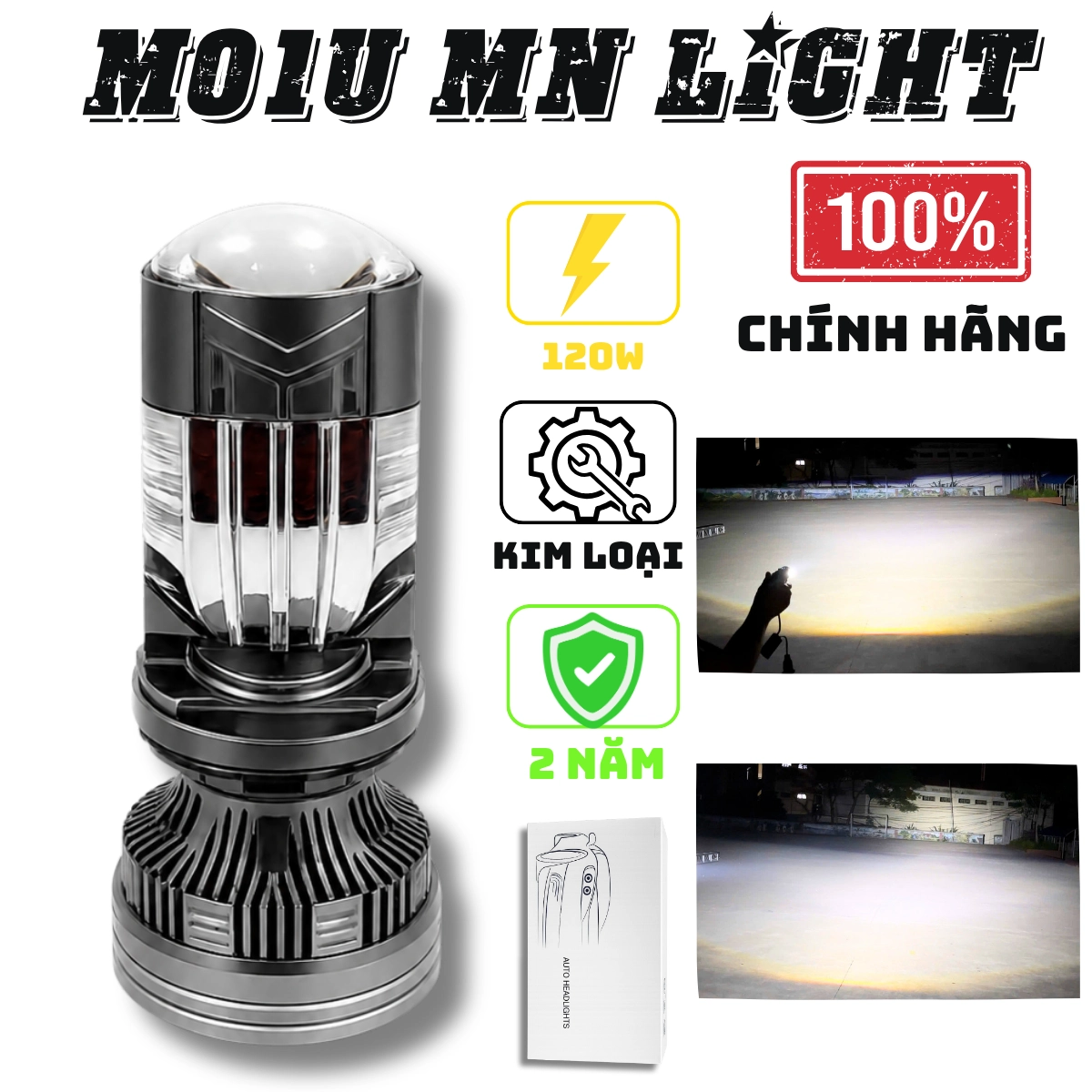 ĐÈN PHA BICAUMINI M01U -120W H4- 12-24V  Bảo hành 2 năm