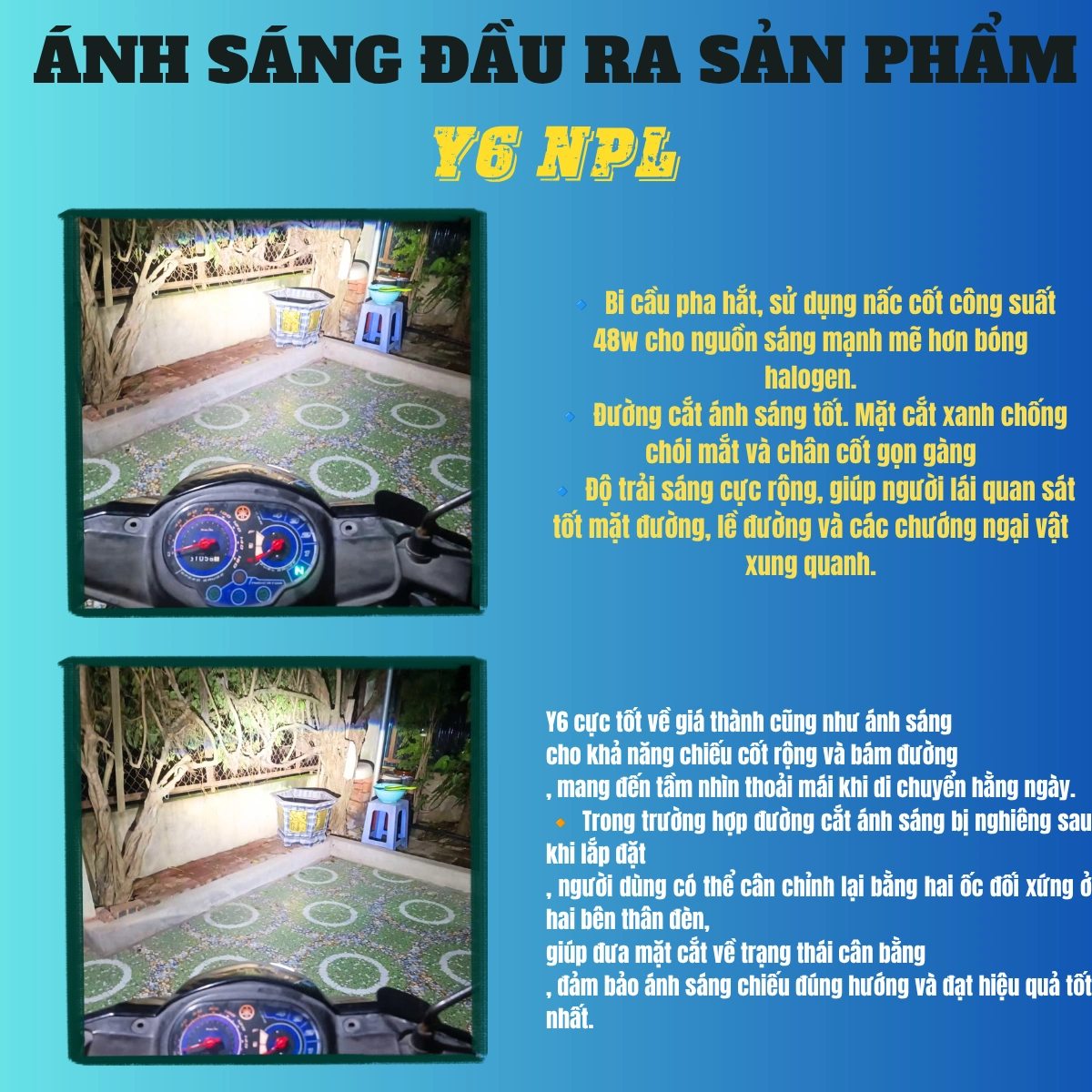 ĐÈN PHA LED Y6-H4 Mẫu mới 2026 .  Bảo hành chính hãng 2 năm lỗi 1 đổi 1 trong 730 ngày - Mang lại ánh sáng tốt và cảm giác lái an toàn Đèn Pha Đèn Phụ Tùng