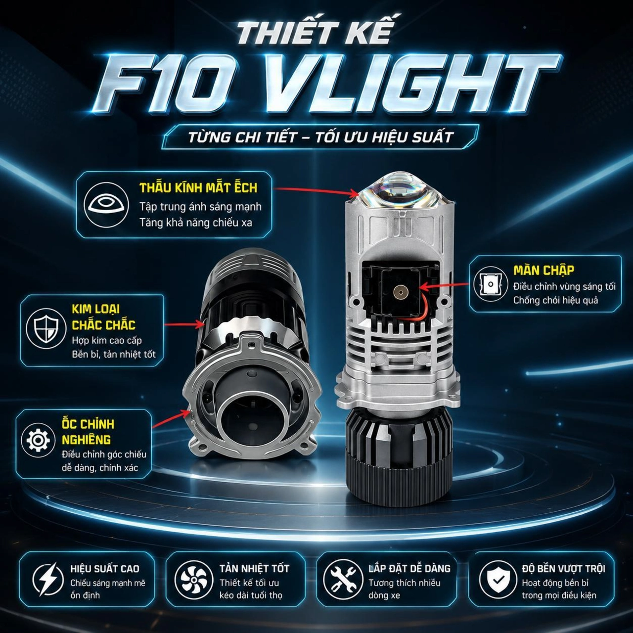 ĐÈN F10 VLIGHT -CÔNG SUẤT 70W - BH 2 NĂM